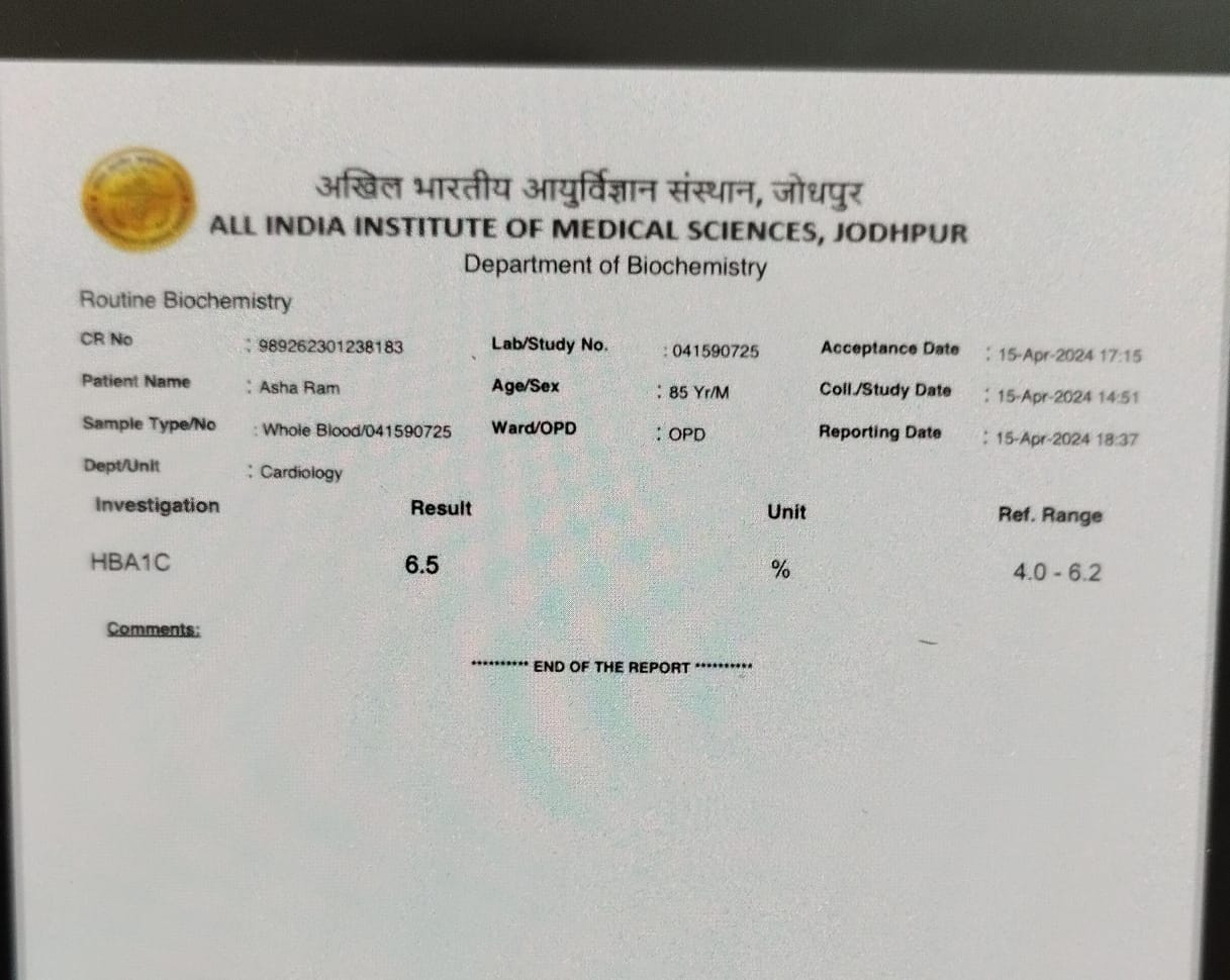 AIIMS Report — HBA1C