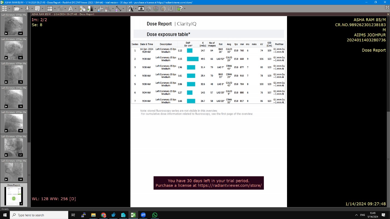 Angiography Dose Report Page 2