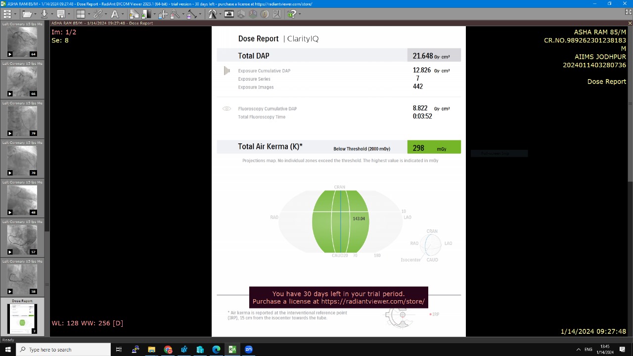 Angiography Dose Report Page 1